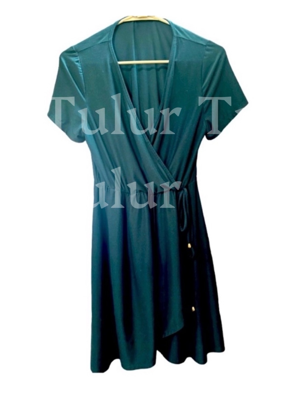 Love Fast Live Hard Teal Faux Suede Faux Wrap Dress M